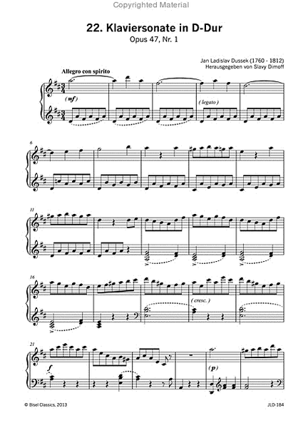 22. Klaviersonate in D-Dur, Opus 47, Nr. 1