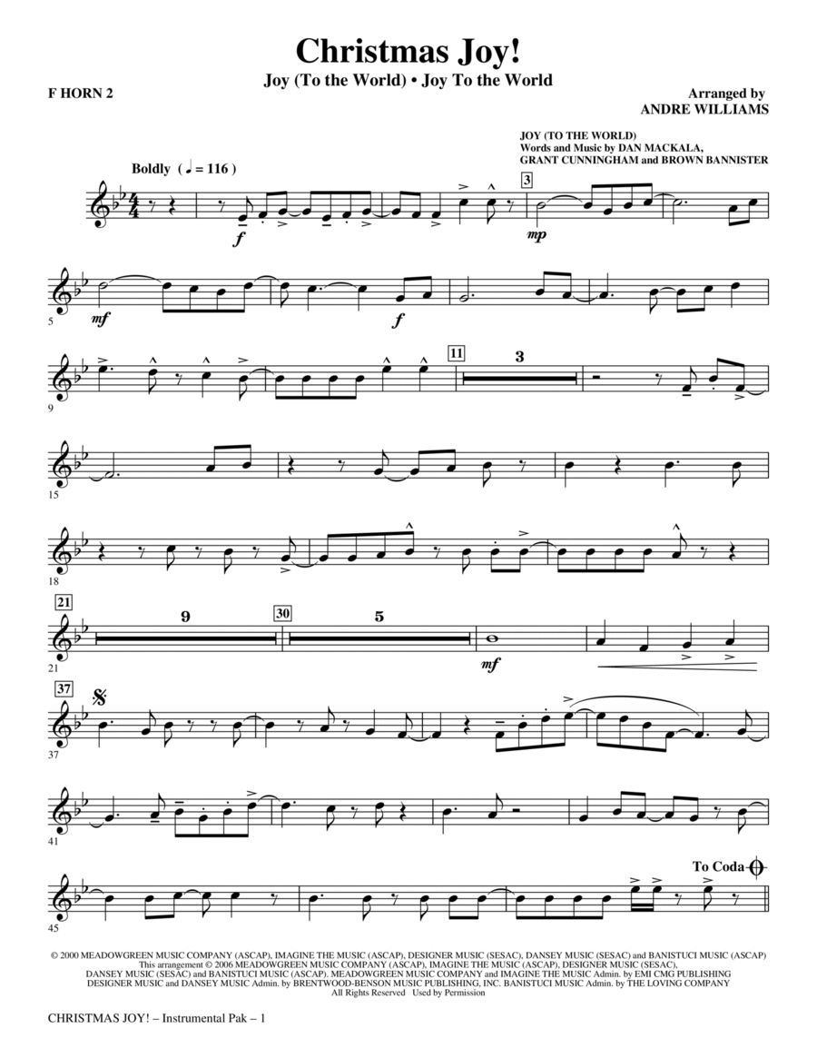 Christmas Joy! - F Horn 2 Choir scores gallery preview page 1
