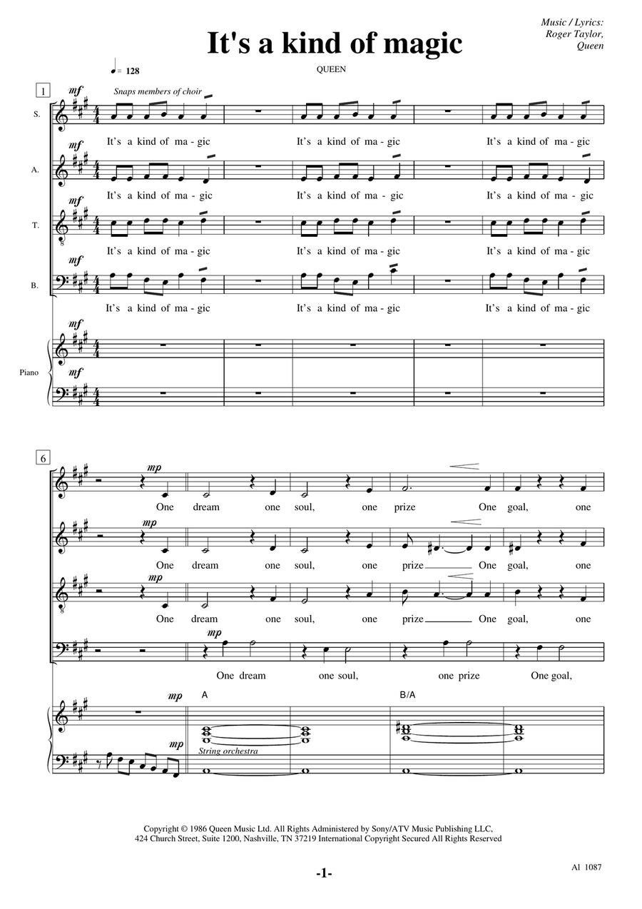 A Kind Of Magic 4-Part scores gallery preview page 1