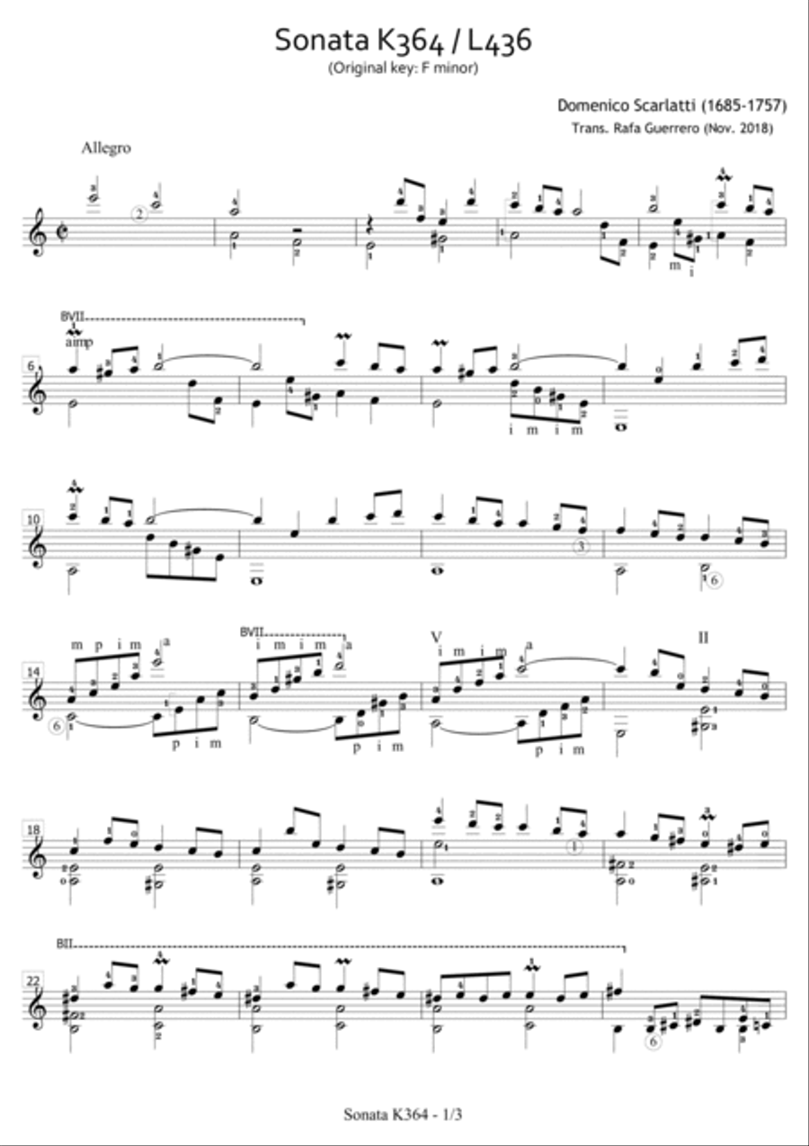 Sonata K364 / L436 Acoustic Guitar scores gallery preview page 2