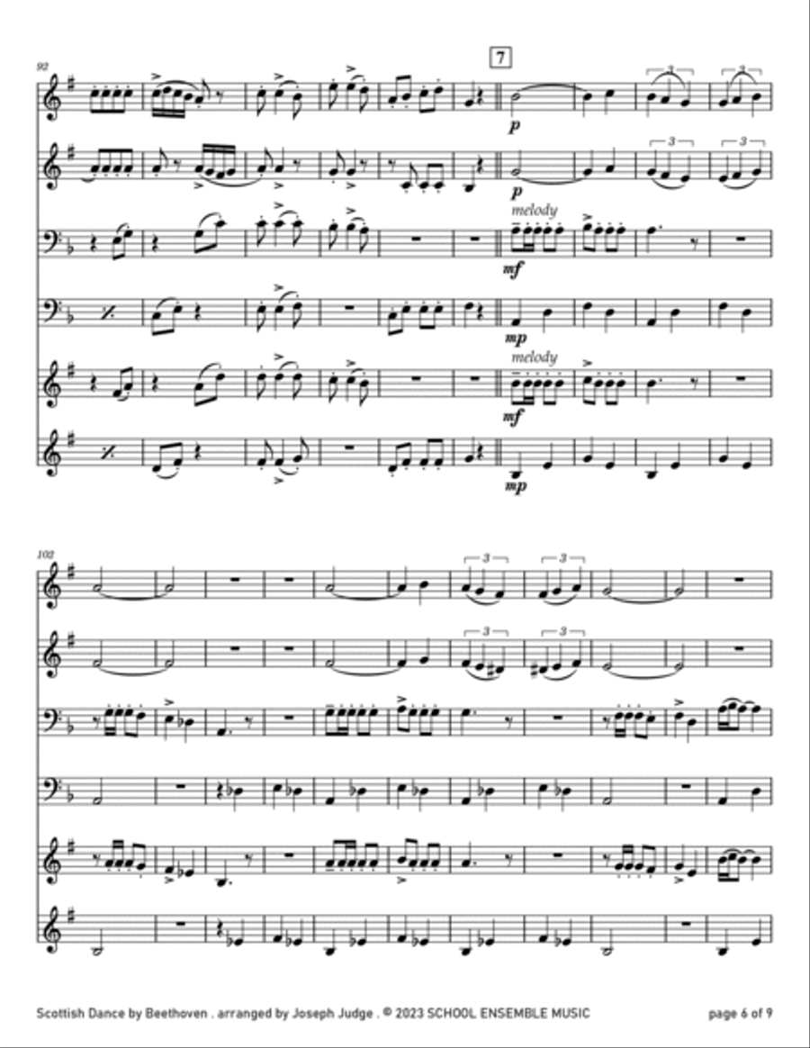 Scottish Dance by Beethoven for Brass Quartet in Schools Brass Quartet scores gallery preview page 6