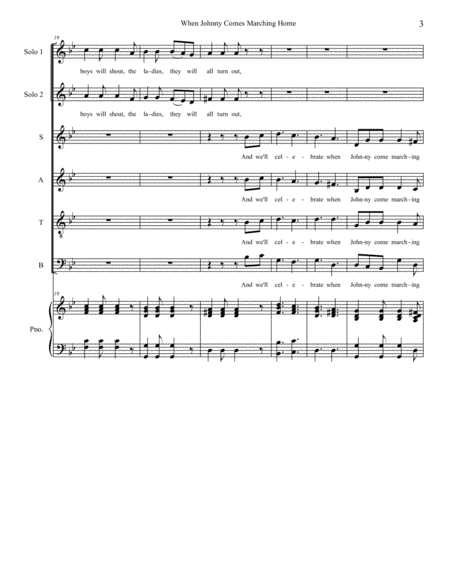 When Johnny Comes Marching Home (Solos and SATB) image number null
