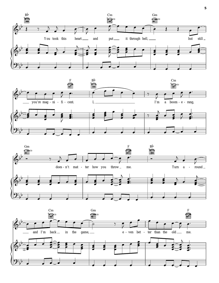 Not Over You Piano, Vocal, Guitar scores gallery preview page 5