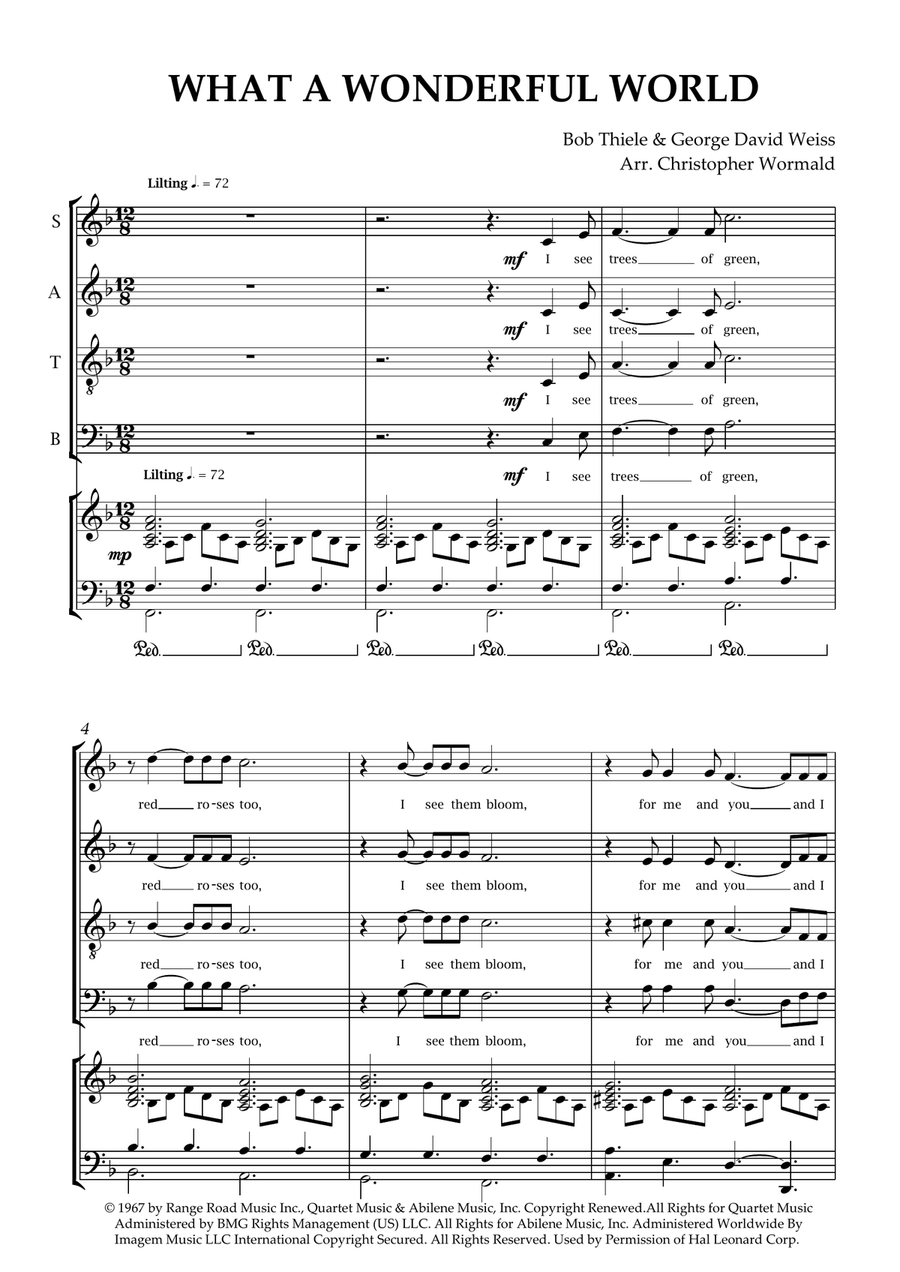 What A Wonderful World 4-Part scores gallery preview page 1