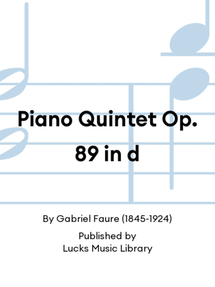 Book cover for Piano Quintet Op. 89 in d