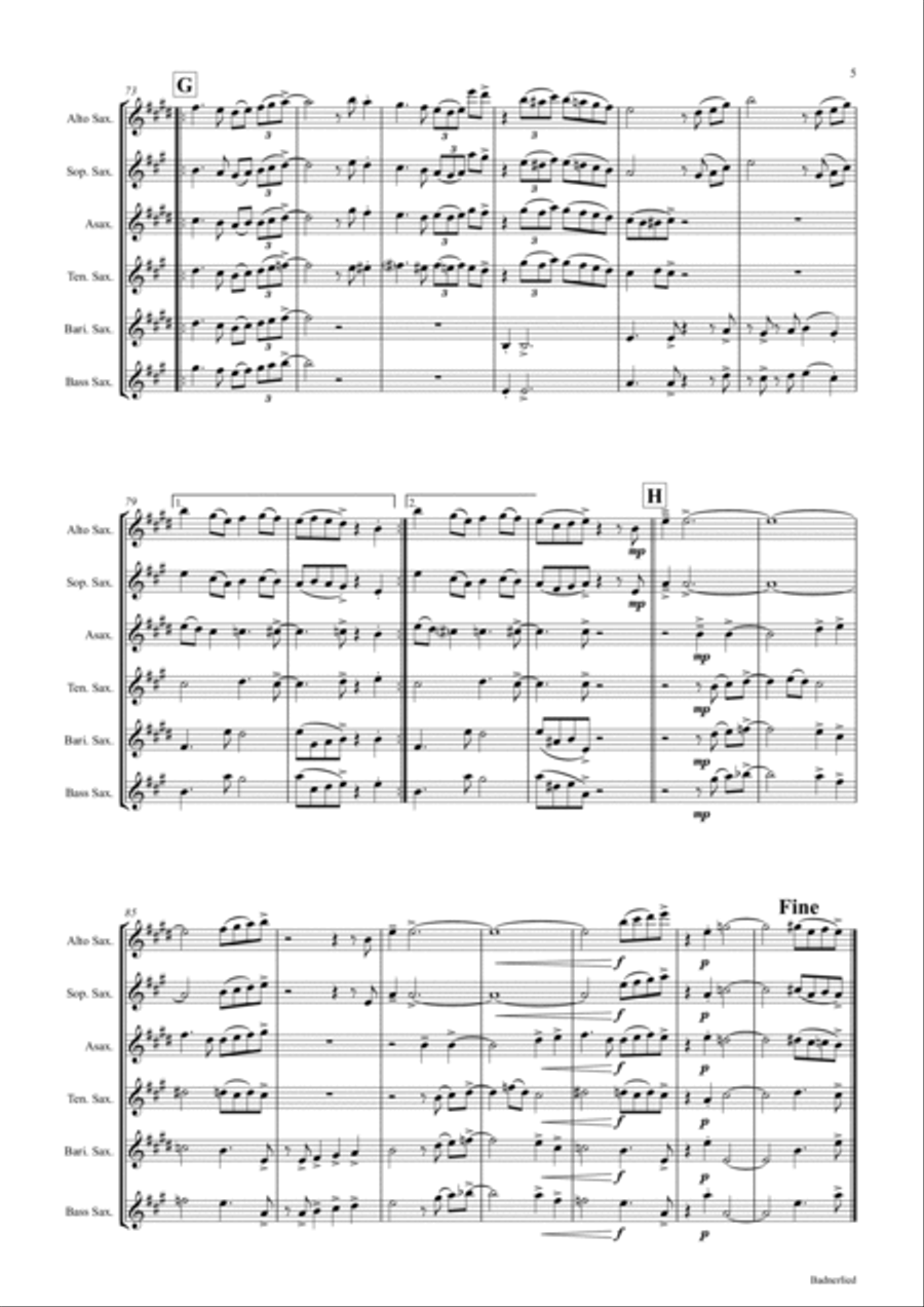 Badnerlied - Jazzy - Oktoberfest - Saxophone Quartet Saxophone Quartet scores gallery preview page 5
