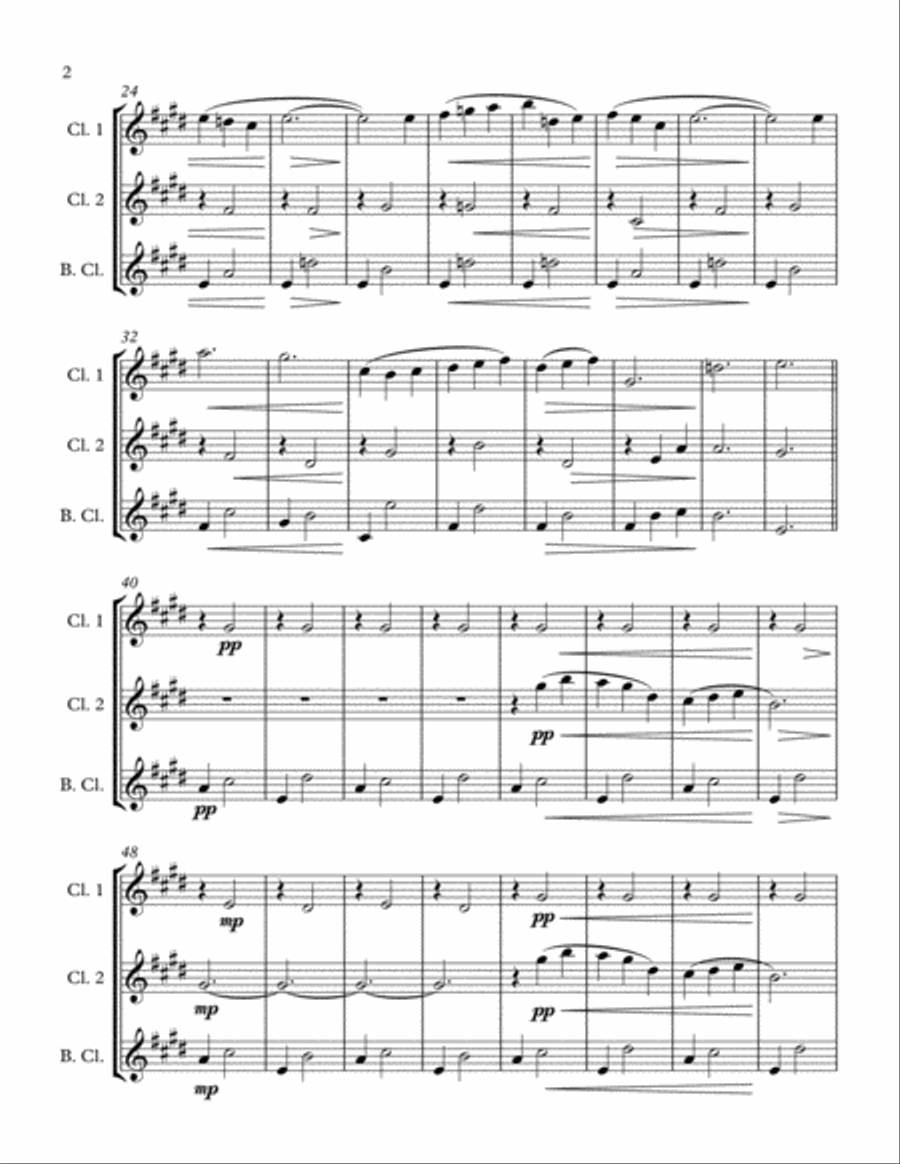Three Gymnopedies (Clarinet Trio with Bass Clarinet) Clarinet Trio scores gallery preview page 2
