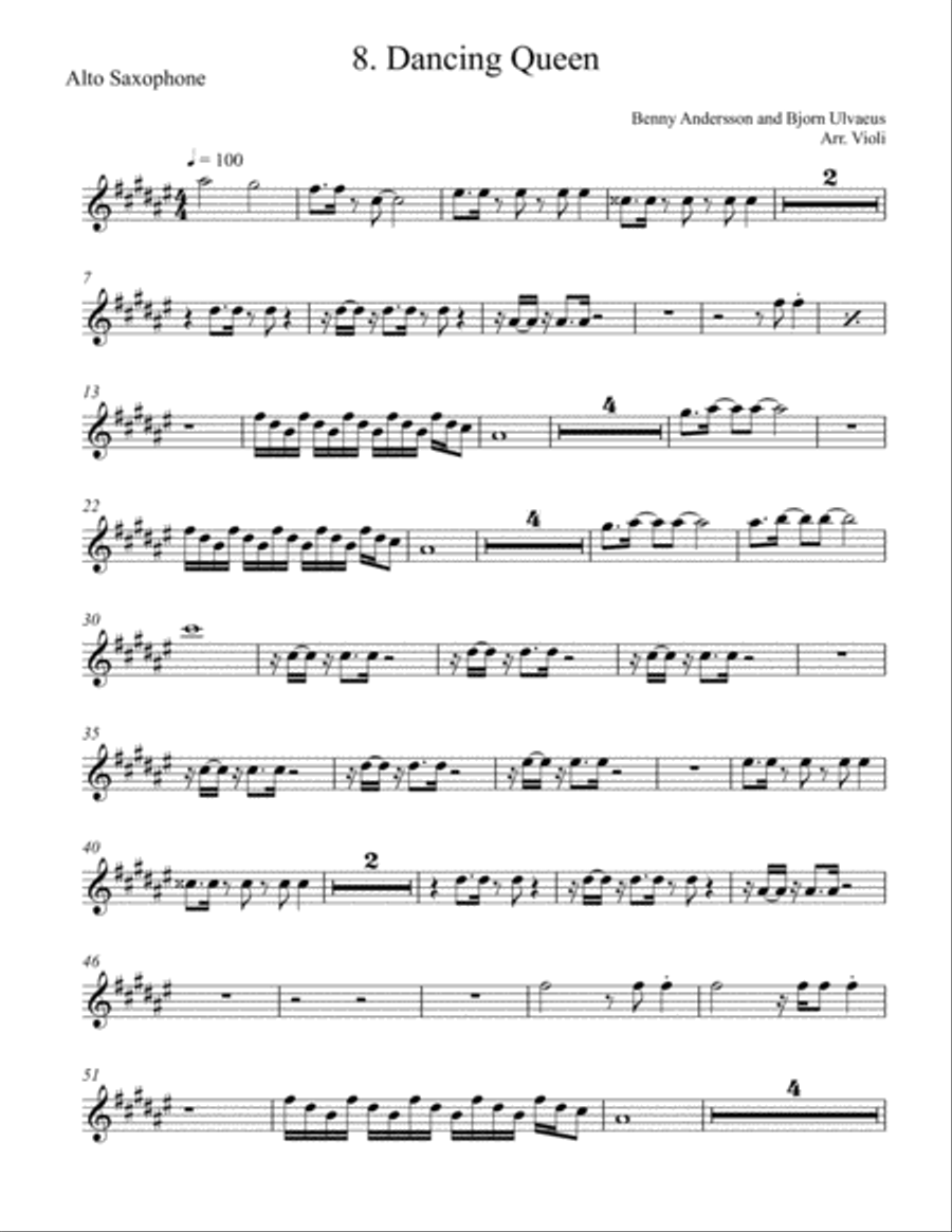 Dancing Queen Dancing Queen Alto Saxophone scores gallery preview page 1