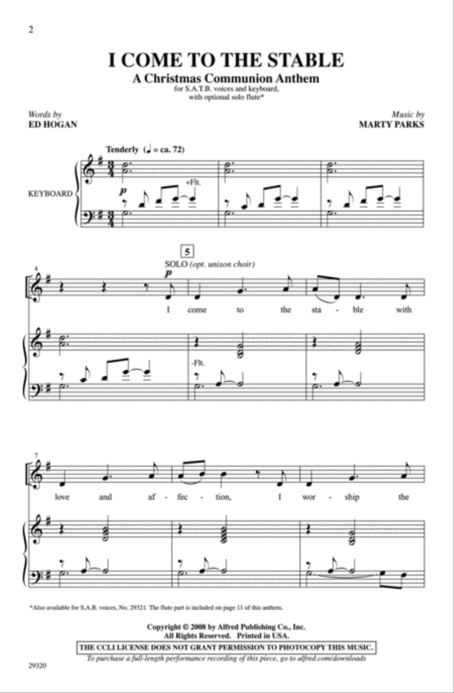 I Come to the Stable (A Christmas Communion Anthem) 4-Part scores gallery preview page 2