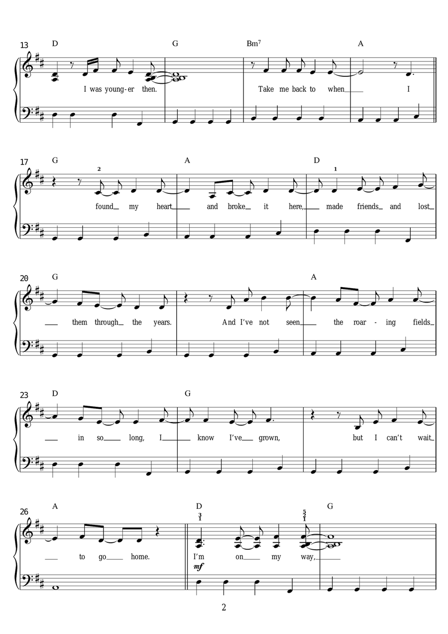 Castle On The Hill Castle On The Hill Easy Piano scores gallery preview page 2