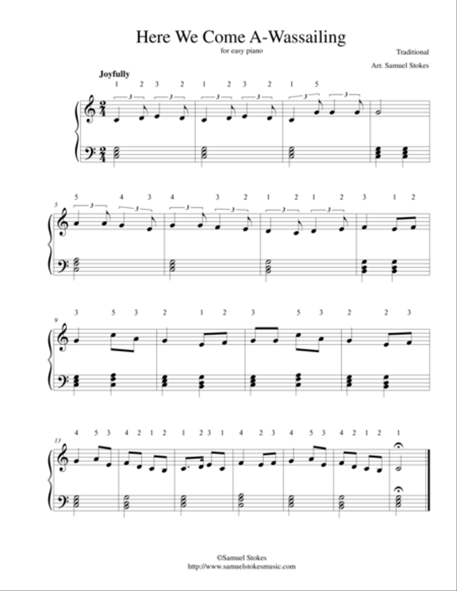 Here We Come A-Wassailing - for easy piano Easy Piano scores gallery preview page 1