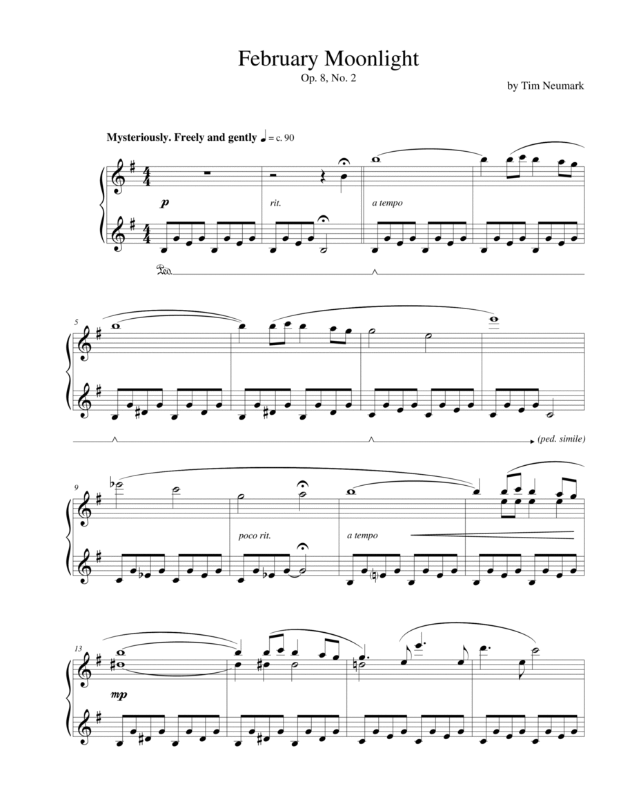 February Moonlight Piano Solo scores gallery preview page 1