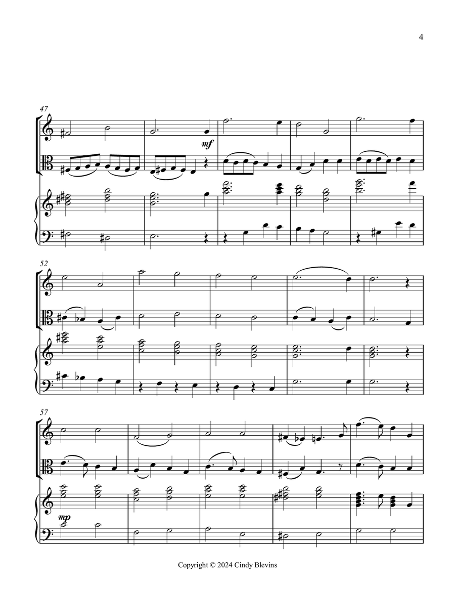 I Heard the Bells On Christmas Day, for Violin, Viola and Piano Violin scores gallery preview page 5