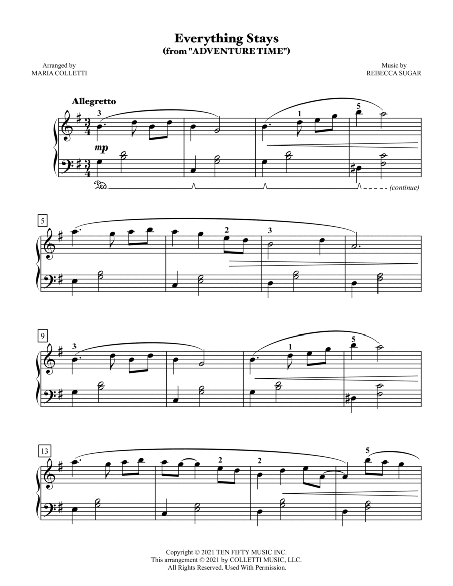 Everything Stays Easy Piano scores gallery preview page 1