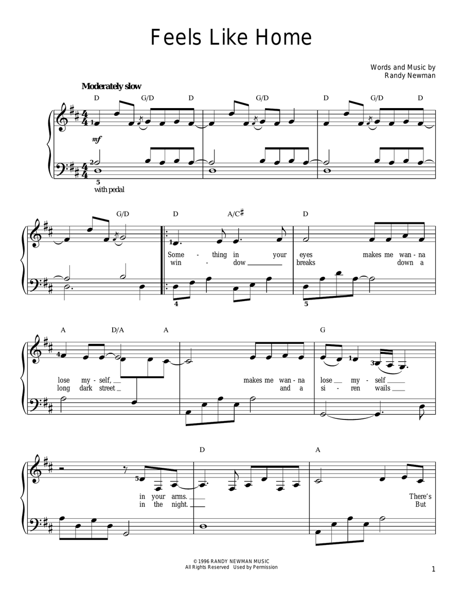 Feels Like Home Easy Piano scores gallery preview page 1
