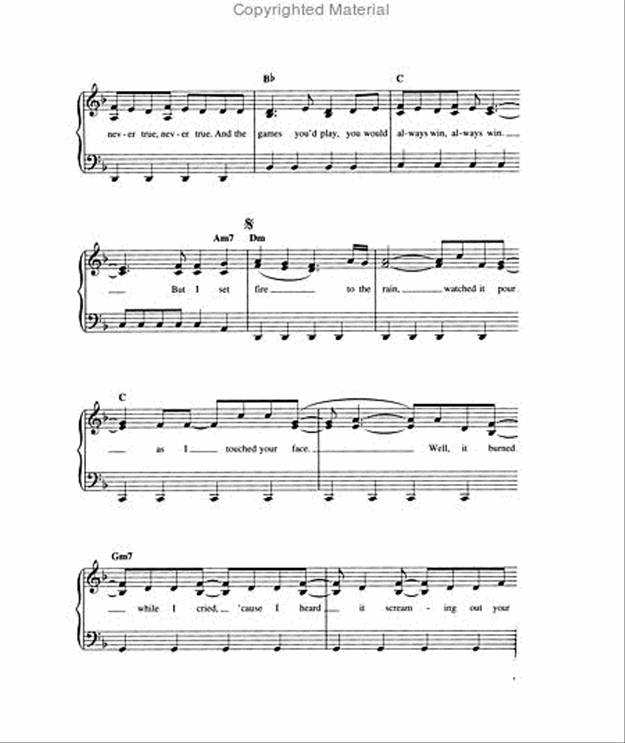 Set Fire to the Rain Easy Piano scores gallery preview page 3