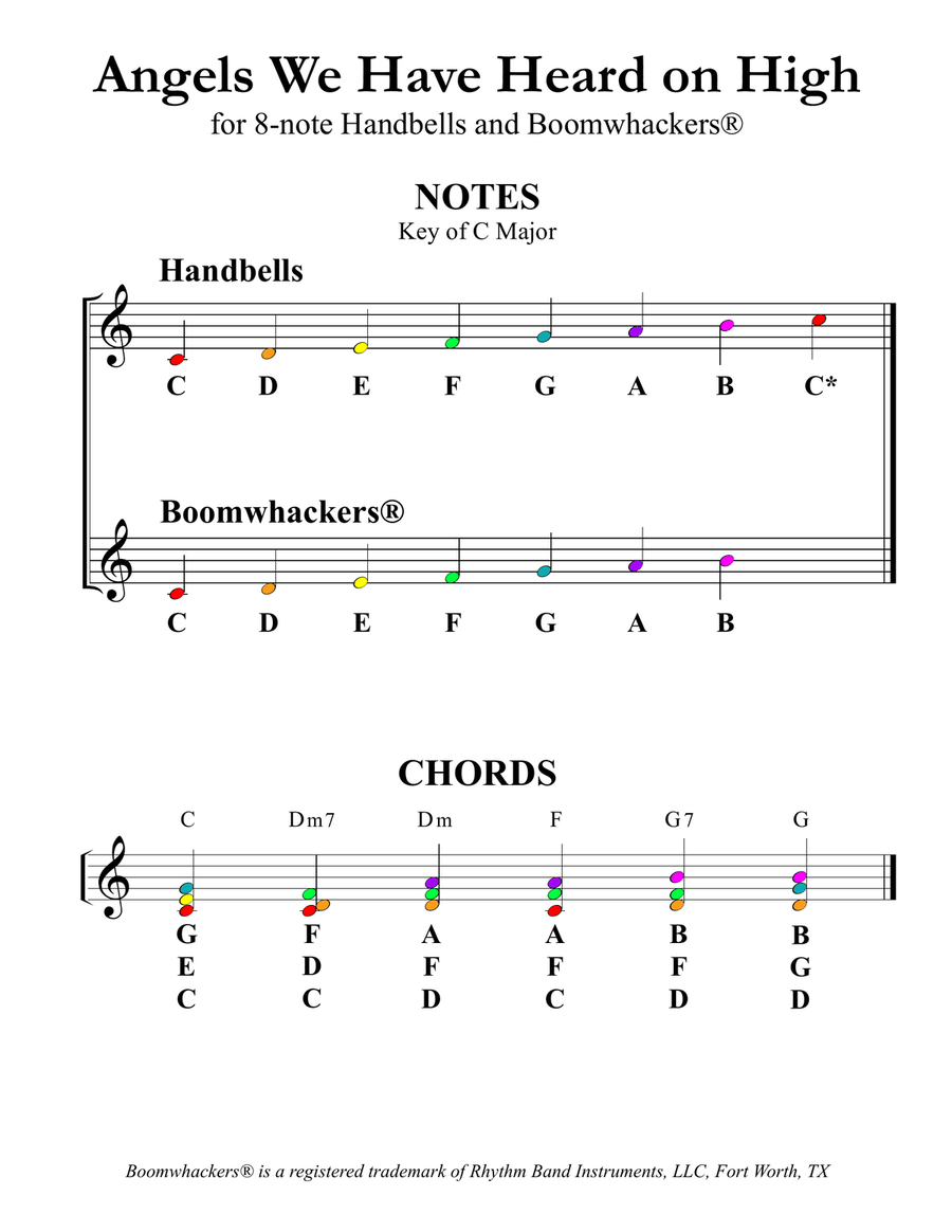 Ten Christmas Carols for 8-note Bells and Boomwhackers (with Color Coded Notes) image number null