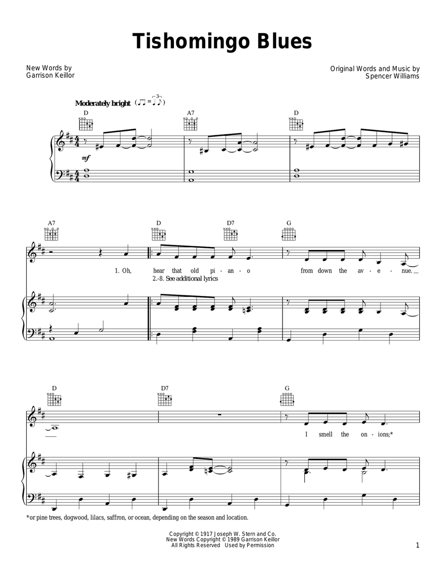 Tishomingo Blues Piano, Vocal, Guitar scores gallery preview page 1