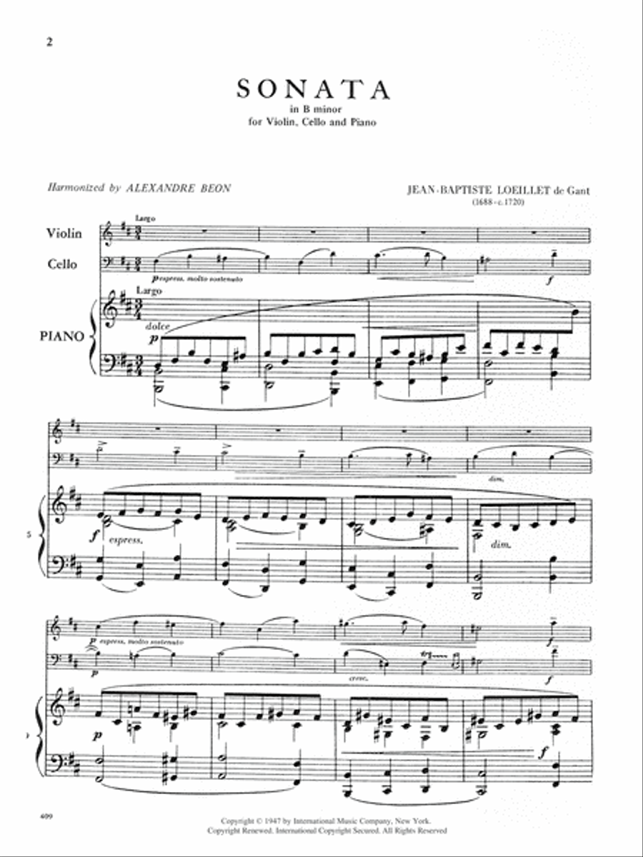 Sonata In B Minor Piano Trio scores gallery preview page 2