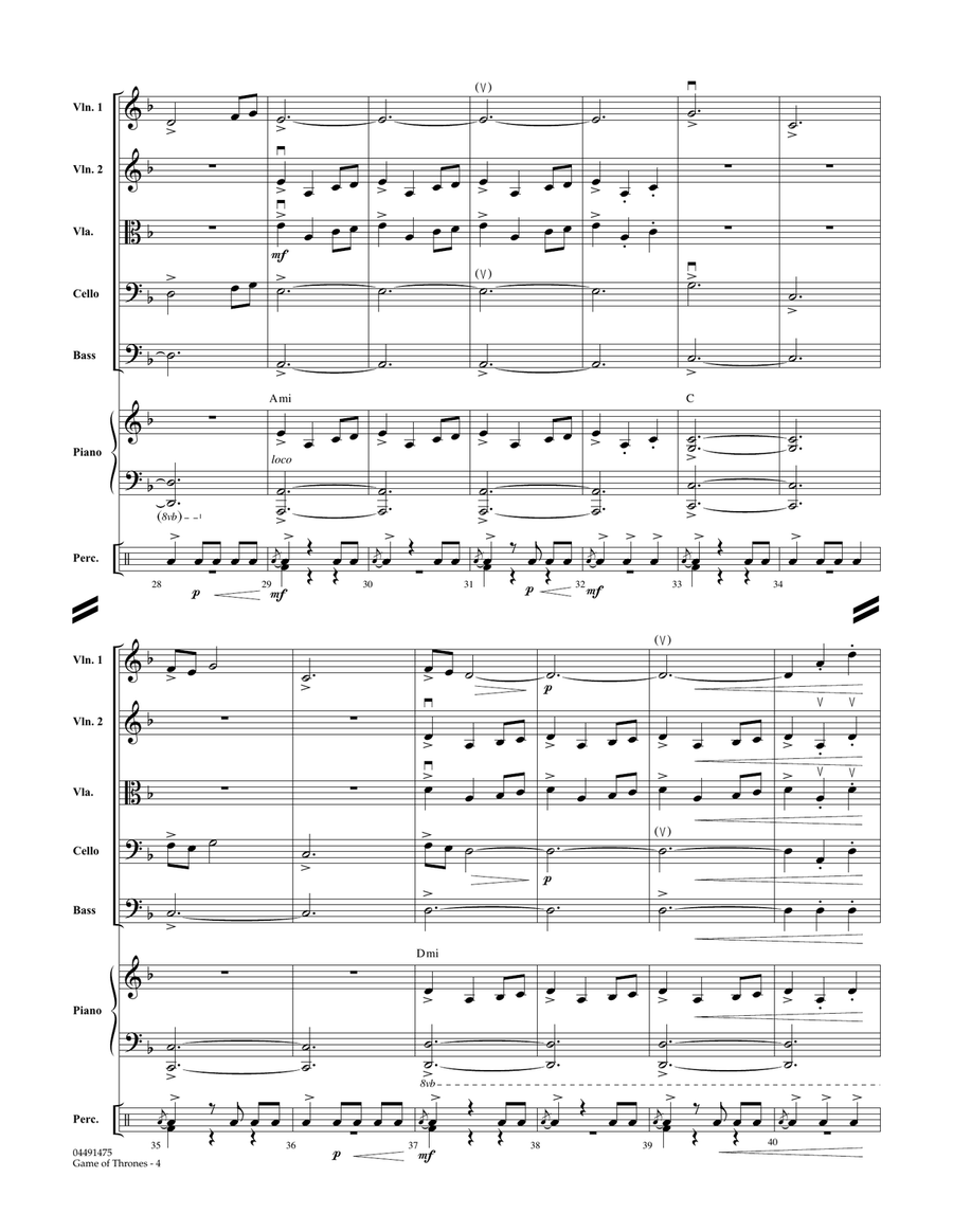 Game of Thrones (arr. Larry Moore) - Conductor Score (Full Score) Orchestra scores gallery preview page 4