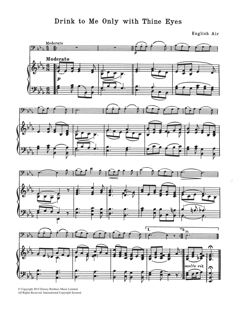 Drink To Me Only With Thine Eyes Cello Solo scores gallery preview page 1