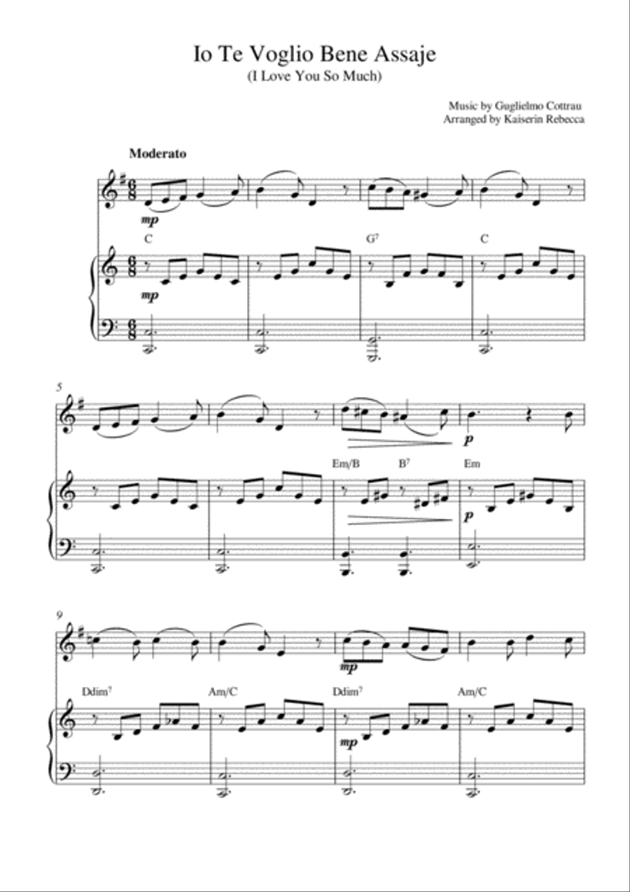 Io Te Voglio Bene Assaje (I Love You So Much) English Horn scores gallery preview page 1