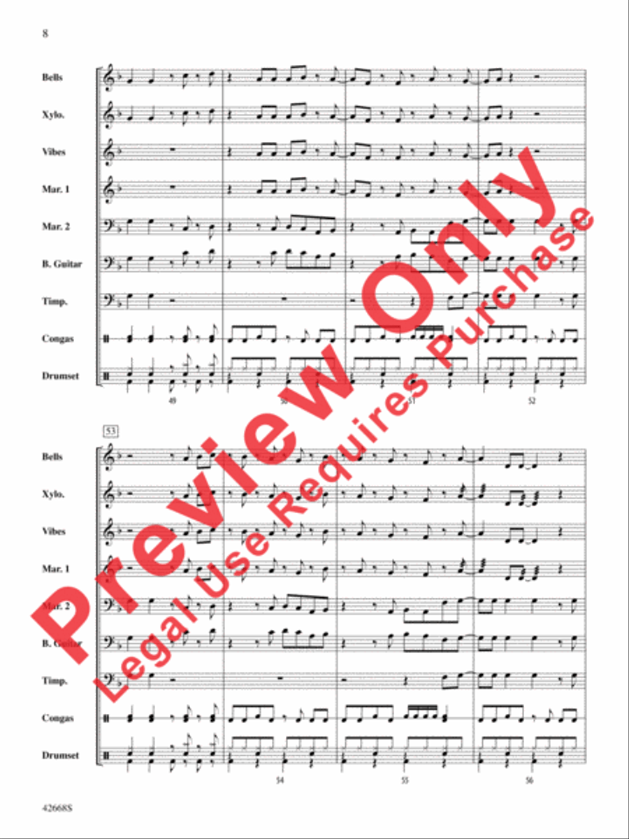 Locked Out of Heaven Percussion Ensemble scores gallery preview page 9