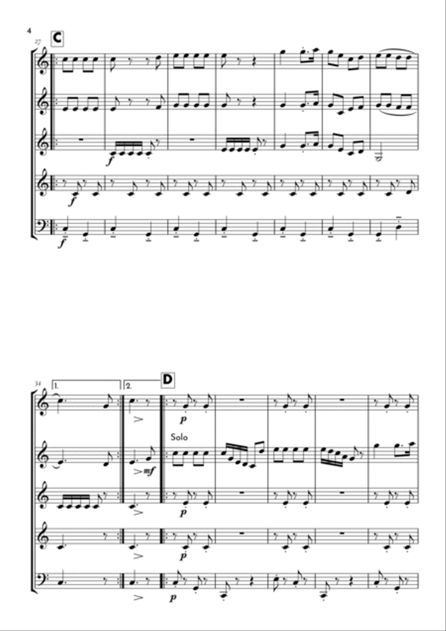 A-Hunting We Will Go Woodwind Quintet scores gallery preview page 4