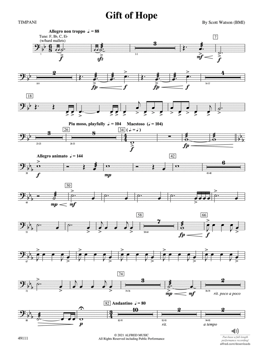 Gift of Hope: Timpani Concert Band scores gallery preview page 1