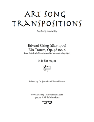 GRIEG: Ein Traum, Op. 48 no. 6 (transposed to B-flat major)
