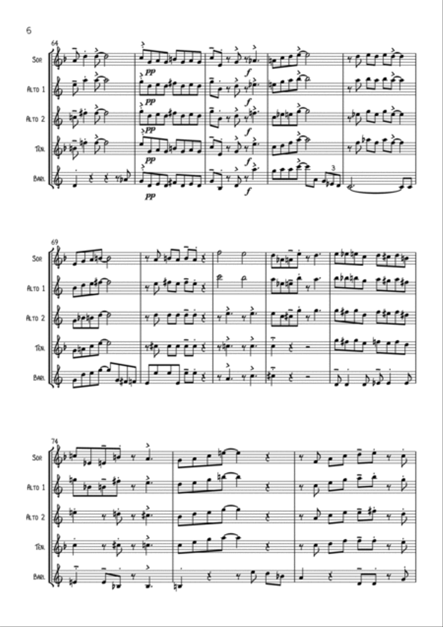 After You've Gone Saxophone Quartet scores gallery preview page 6
