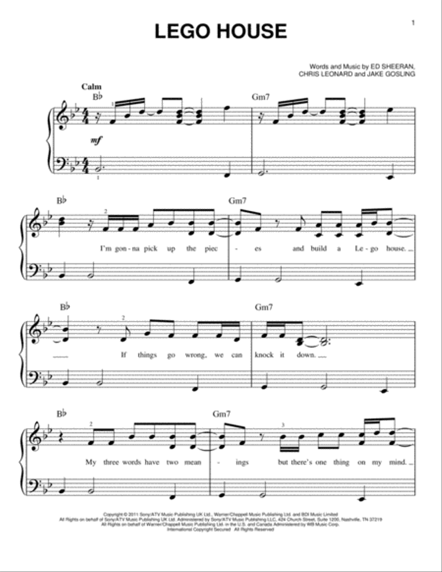 Lego House Lego House Easy Piano scores gallery preview page 1