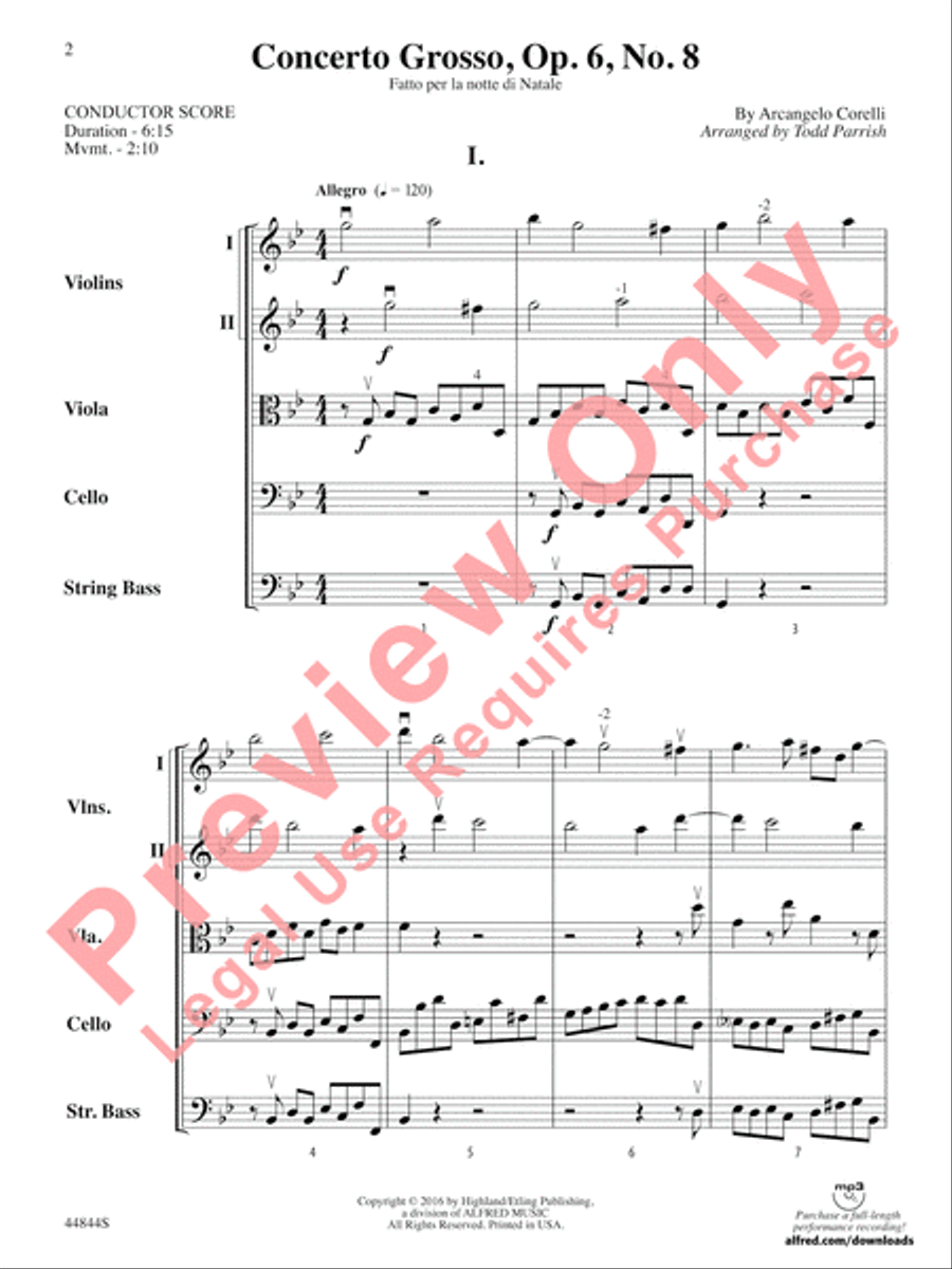 Concerto Grosso, Opus 6, No. 8 String Orchestra scores gallery preview page 3
