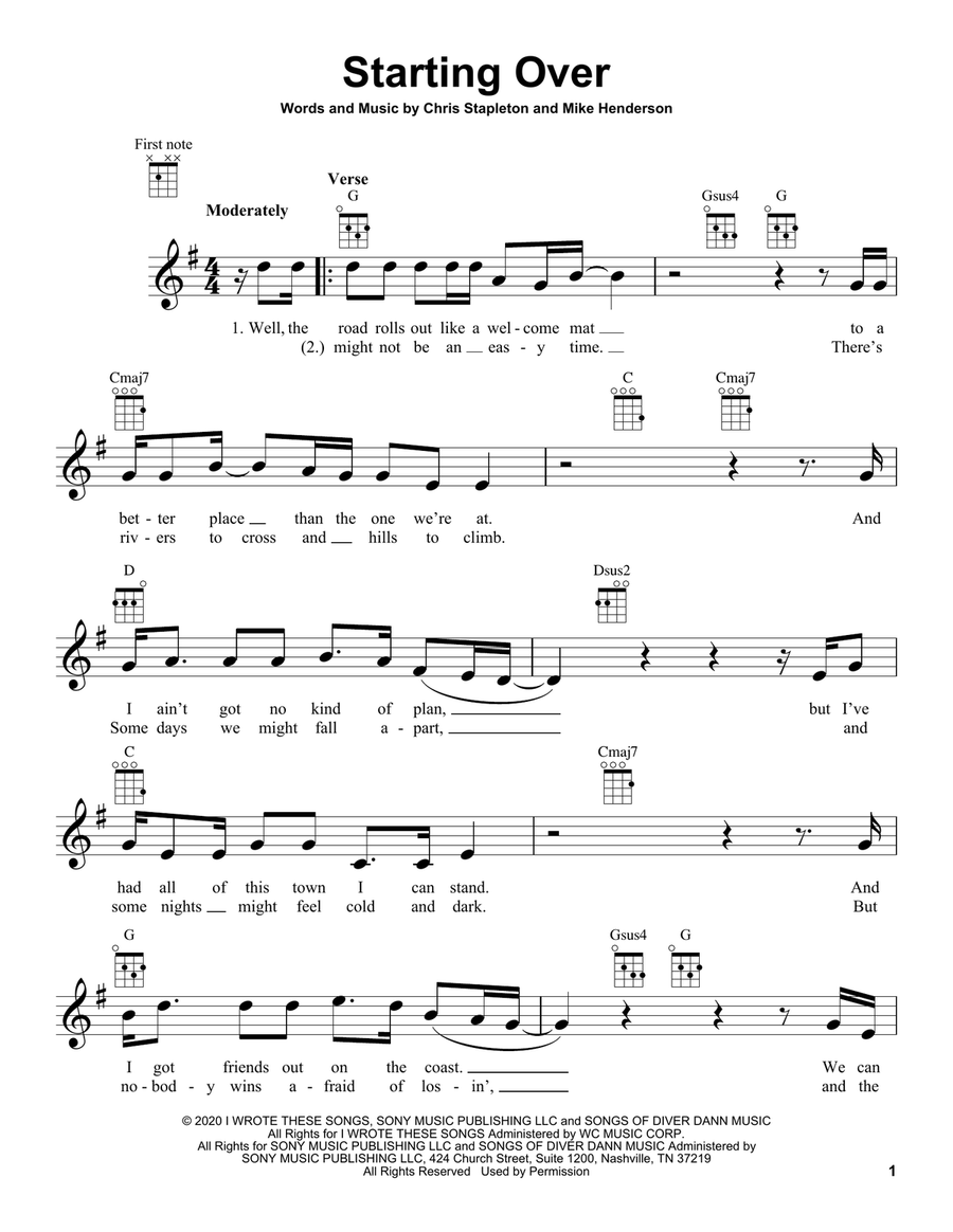 Starting Over Starting Over Ukulele scores gallery preview page 1