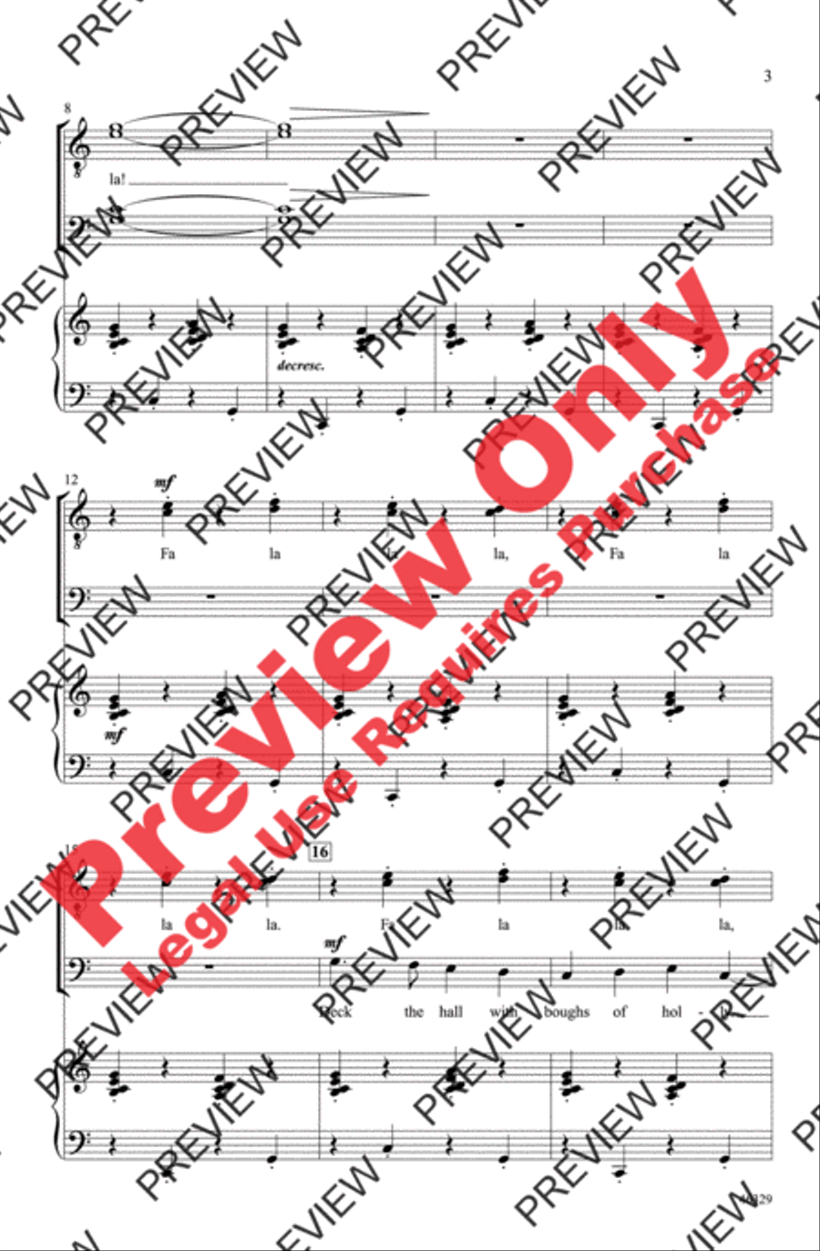 Deck the Hall Deck the Hall Men's Choir scores gallery preview page 3