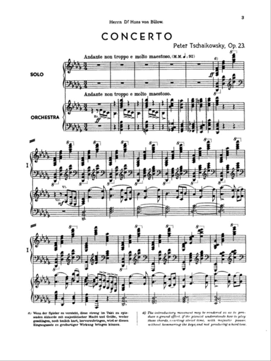 Tchaikovsky: Piano Concerto No. 1 in B flat Minor, Op. 23 Piano scores gallery preview page 1