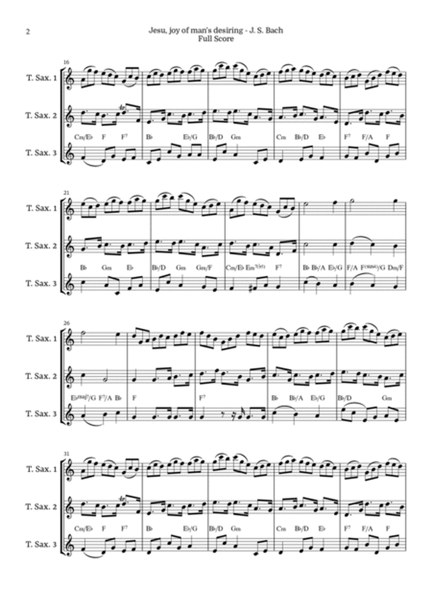 Jesu, Joy of Man’s Desiring for Tenor Saxophone Trio by Bach BWV 147 image number null