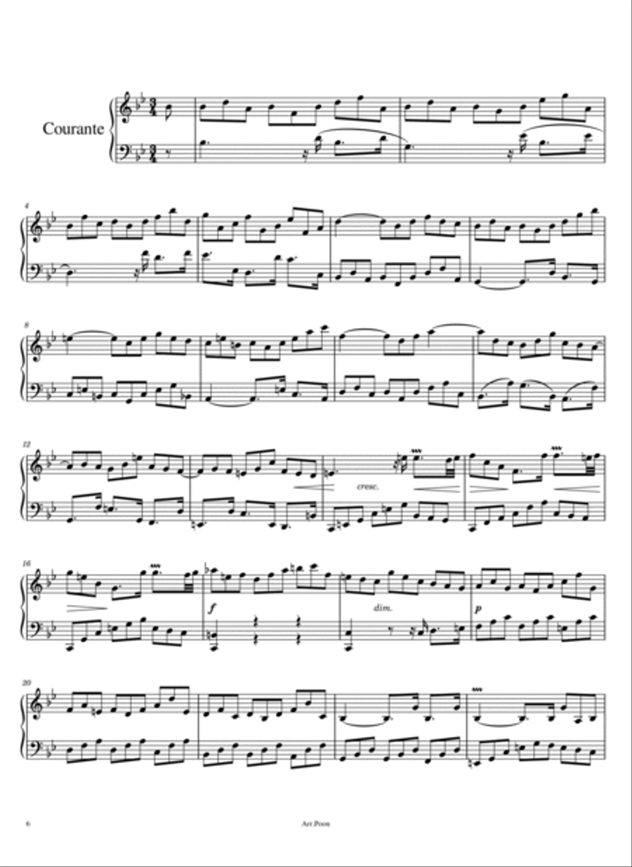 J.S.Bach - Partita No.1 In B Flat Major, BWV 825 - Original For Piano Solo Complete Piano Solo scores gallery preview page 6