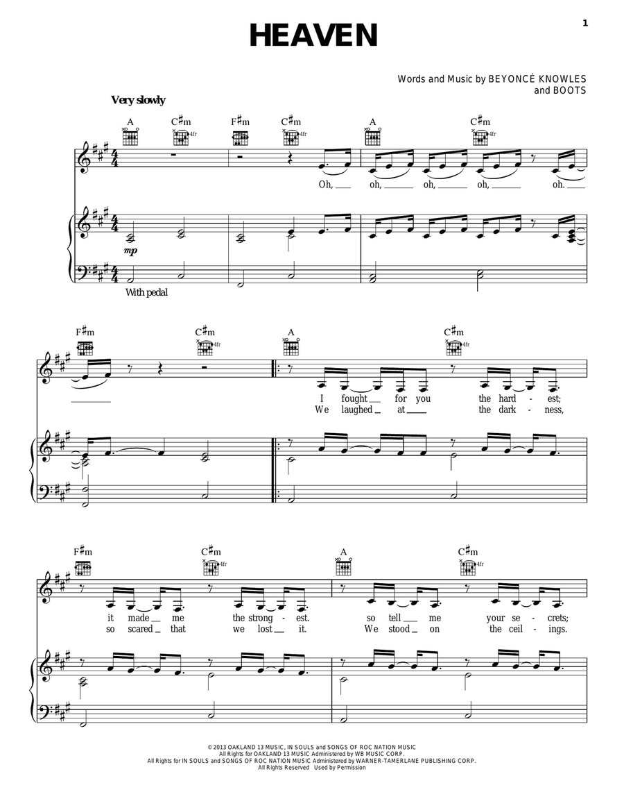 Heaven Piano, Vocal, Guitar scores gallery preview page 1