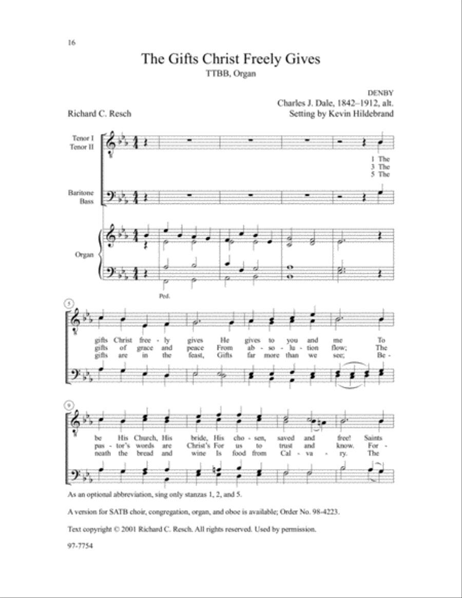 Reformation Hymns for Men's Voices TTBB scores gallery preview page 6