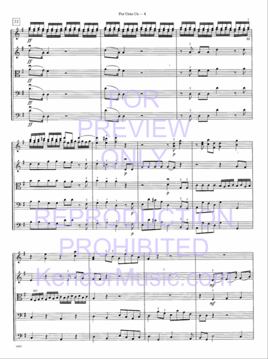 For Unto Us (from Messiah) String Orchestra scores gallery preview page 7