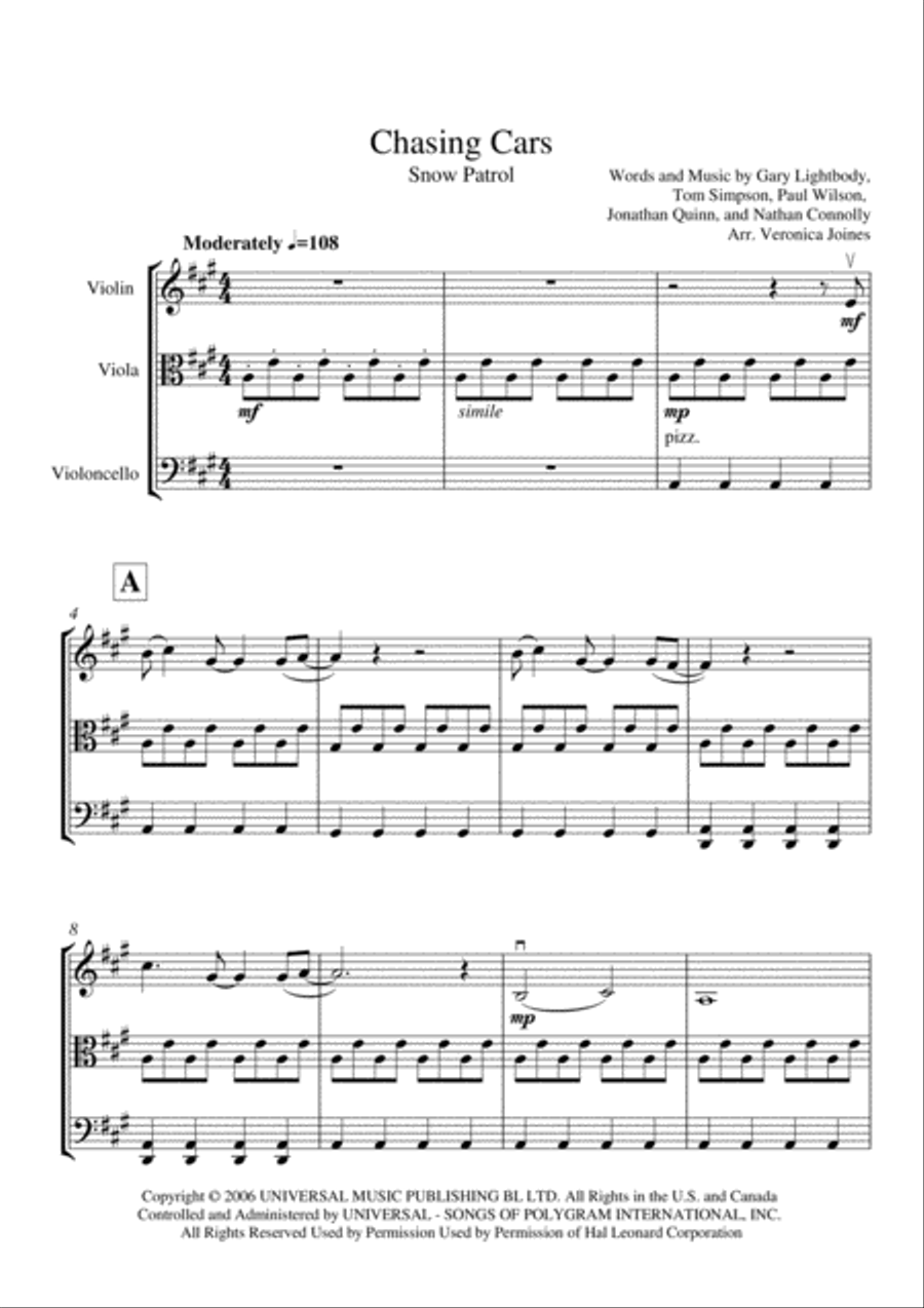 Chasing Cars String Trio scores gallery preview page 2