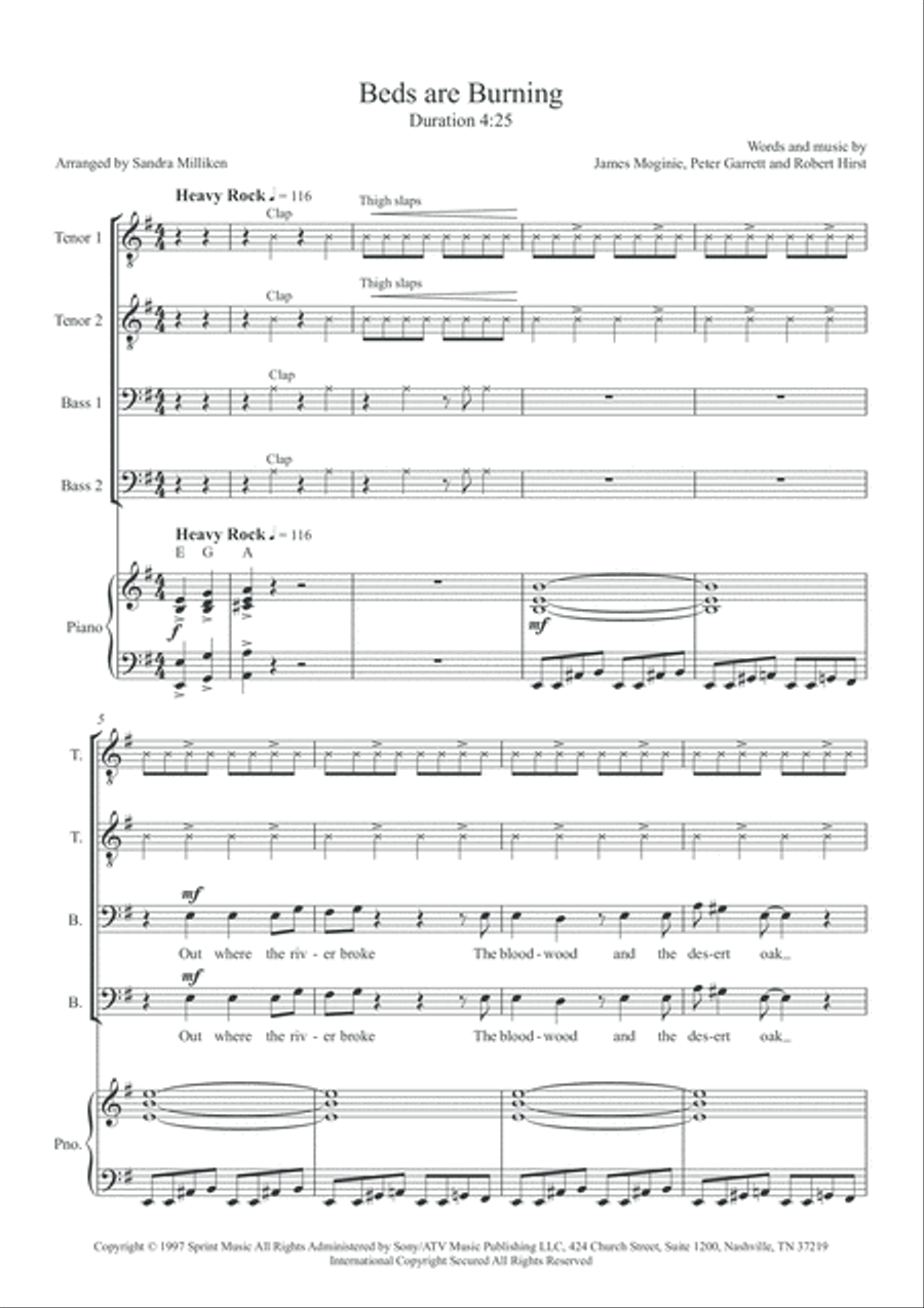 Beds Are Burning TTBB scores gallery preview page 2