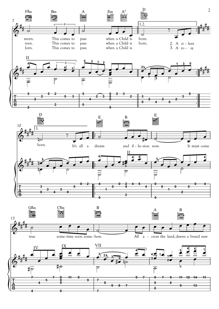 When A Child Is Born Classical Guitar scores gallery preview page 2