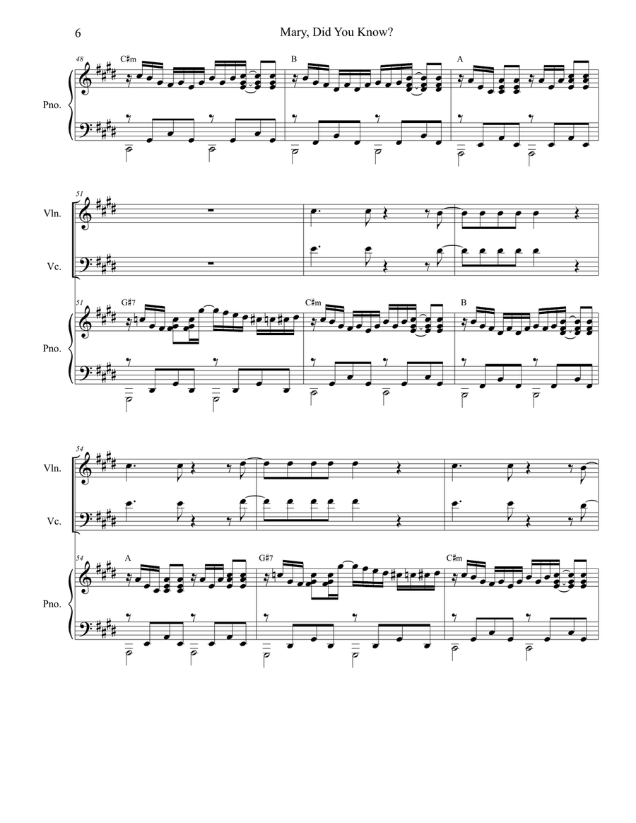 Mary, Did You Know? Piano Trio scores gallery preview page 6