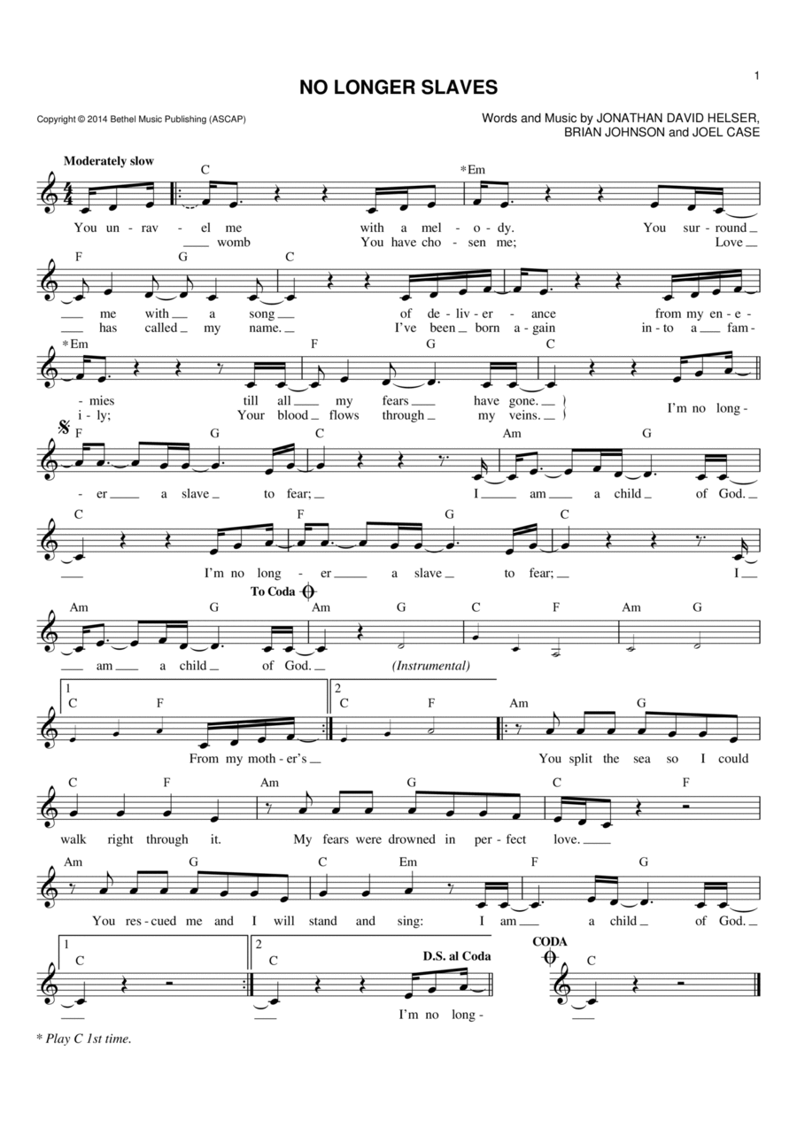 No Longer Slaves No Longer Slaves Flute scores gallery preview page 1