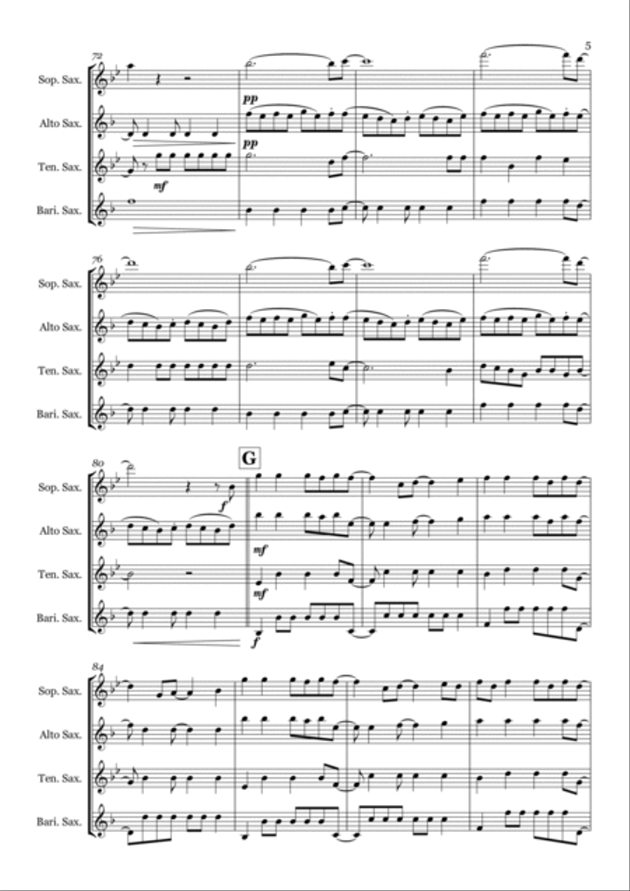 Viva La Vida Saxophone Quartet scores gallery preview page 5