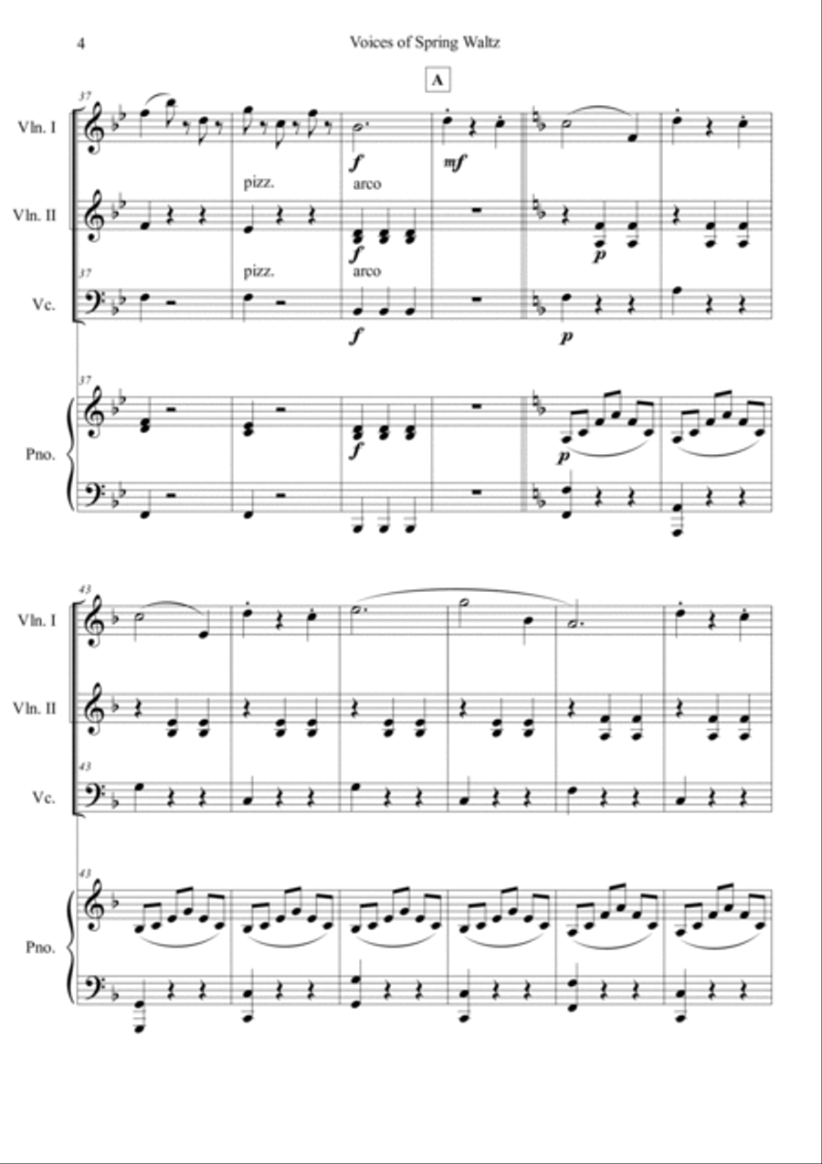 Voice of Spring Waltz Piano Quartet scores gallery preview page 4