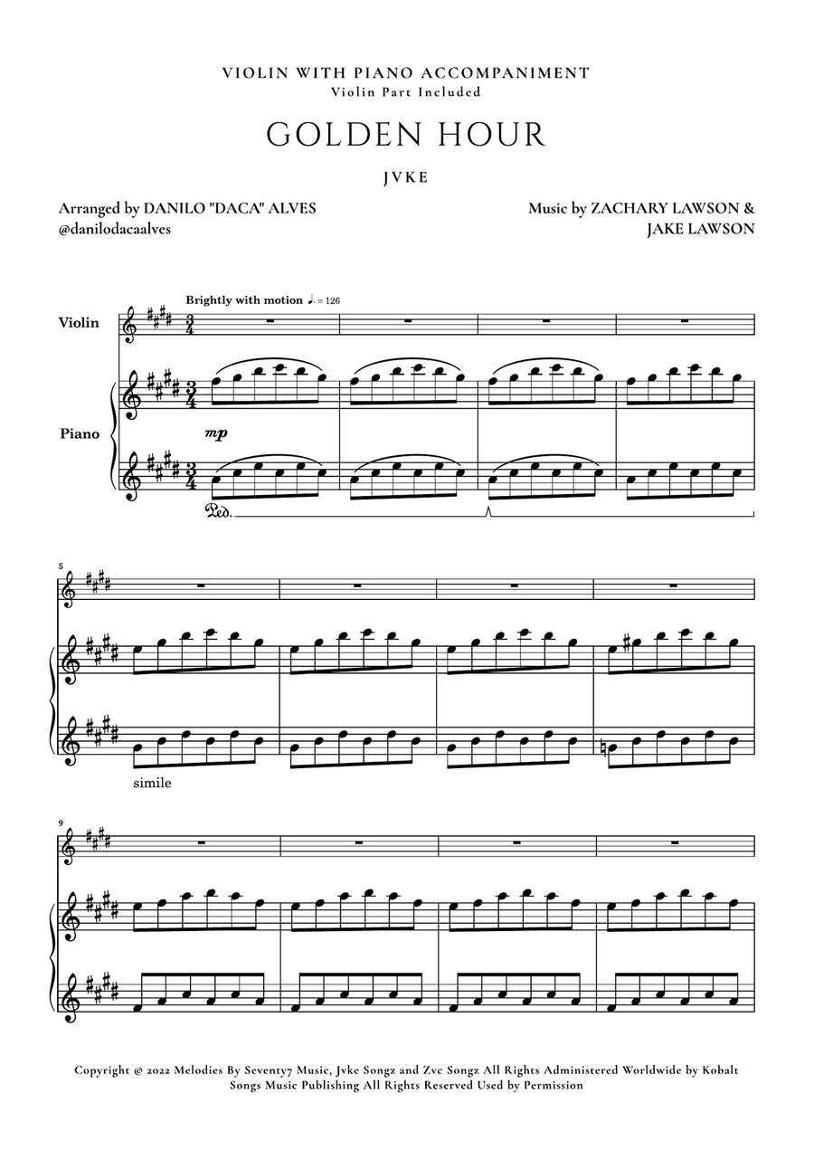 Golden Hour Violin Solo scores gallery preview page 1