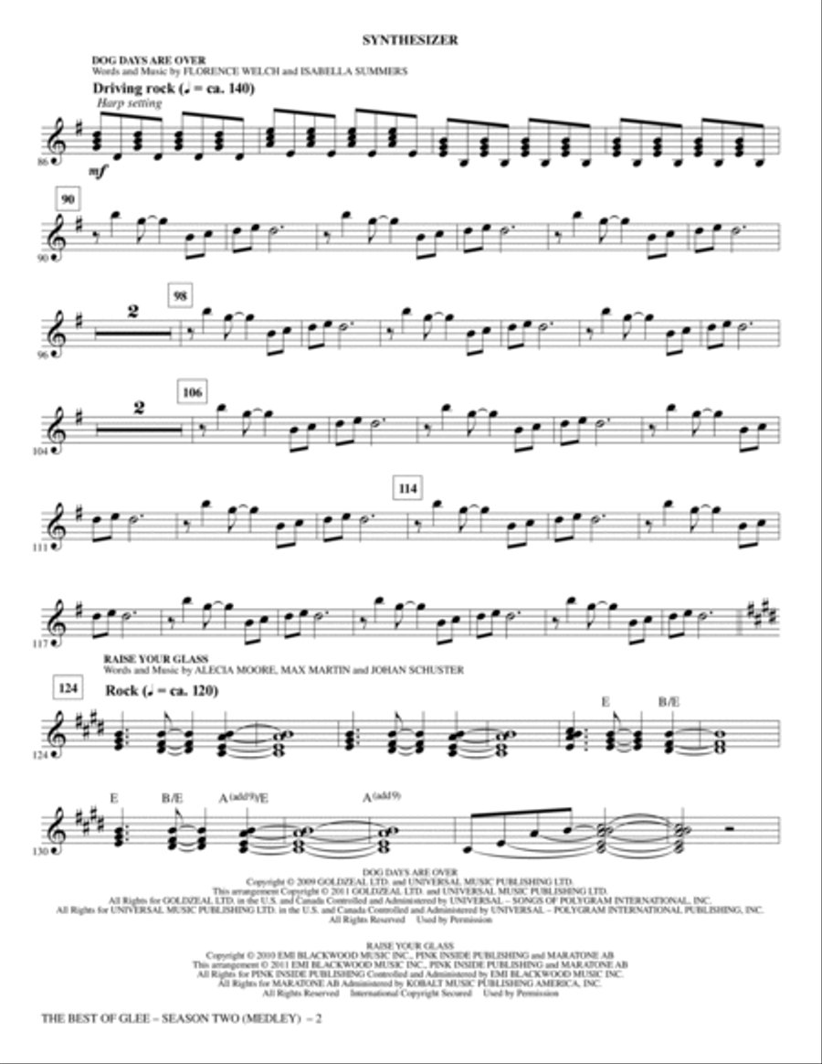 The Best Of Glee (Season Two Medley) - Synthesizer Choir scores gallery preview page 2